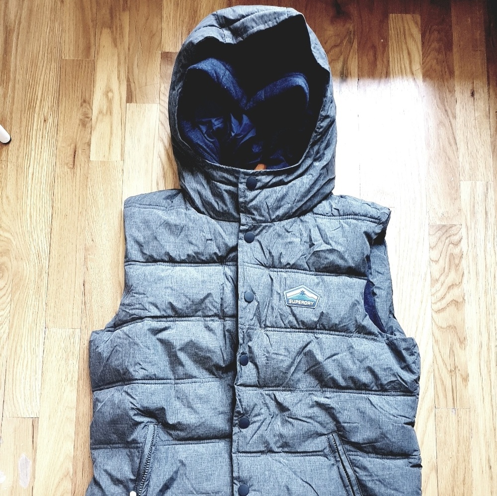 Superdry down vest / sports puffer vest hoodied